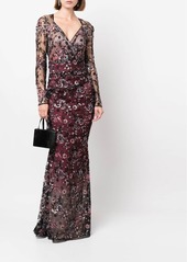 Talbot Runhof floral-embroidered maxi dress