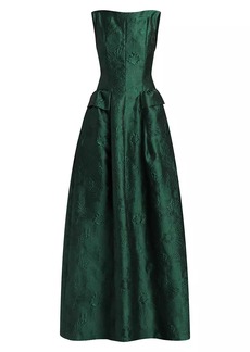 Talbot Runhof Floral Jacquard A-Line Gown