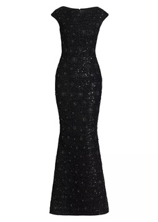 Talbot Runhof Iris Tweed Mermaid Gown