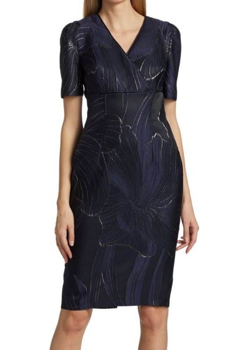 Talbot Runhof Metallic Floral-Jacquard Knee-Length Dress