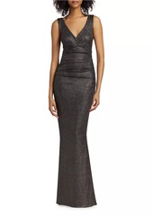 Talbot Runhof Metallic Jersey Body-Con Gown