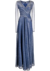 Talbot Runhof metallic v-neck gown