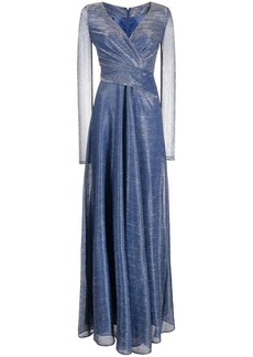 Talbot Runhof metallic v-neck gown