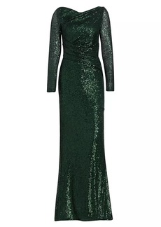 Talbot Runhof Sequined Long-Sleeve Mermaid Gown