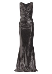 Talbot Runhof Sleeveless Sequin V-Neck Gown