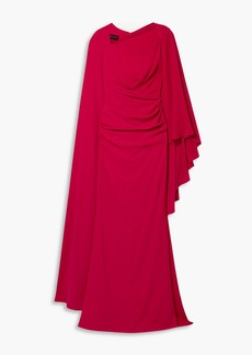 Talbot Runhof - Cape-effect draped crepe gown - Red - US 4