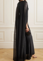 Talbot Runhof - Cape-effect metallic knitted gown - Black - US 8