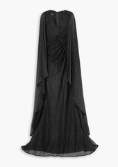 Talbot Runhof - Cape-effect metallic knitted gown - Black - US 8