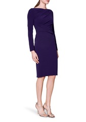 Talbot Runhof Ruched Long Sleeve Crepe Body-Con Dress