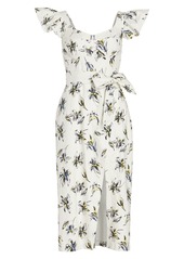 Tanya Taylor Alyna Belted Floral Midi-Dress