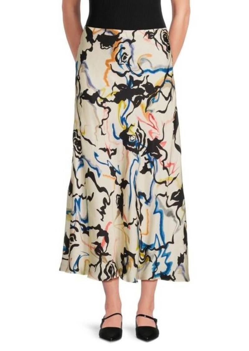 Tanya Taylor Beth Abstract Print Midi Skirt