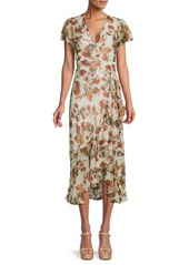 Tanya Taylor Blaire Floral Linen & Slik Midi Dress