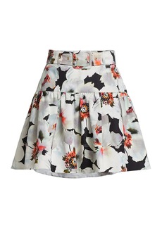Tanya Taylor Carrie Belted Floral Skirt