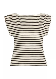 Tanya Taylor Claire Striped Boatneck Top