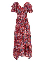 Tanya Taylor Clementine Tiered Ruffle Print Silk Maxi Dress