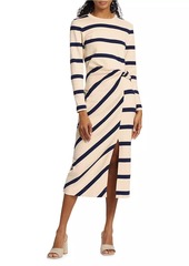 Tanya Taylor Cody Striped Twist Midi-Dress