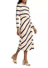 Tanya Taylor Cody Striped Twist Midi-Dress