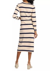 Tanya Taylor Cody Striped Twist Midi-Dress