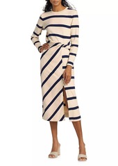 Tanya Taylor Cody Striped Twist Midi-Dress