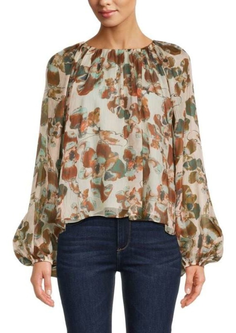 Tanya Taylor Elaine Floral Blouson Top