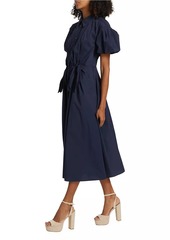 Tanya Taylor Elza Puff-Sleeve Cotton Poplin Shirtdress