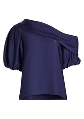 Tanya Taylor Georgia Satin One-Shoulder Top