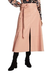Tanya Taylor Hudson Faux Leather Midi A Line Skirt