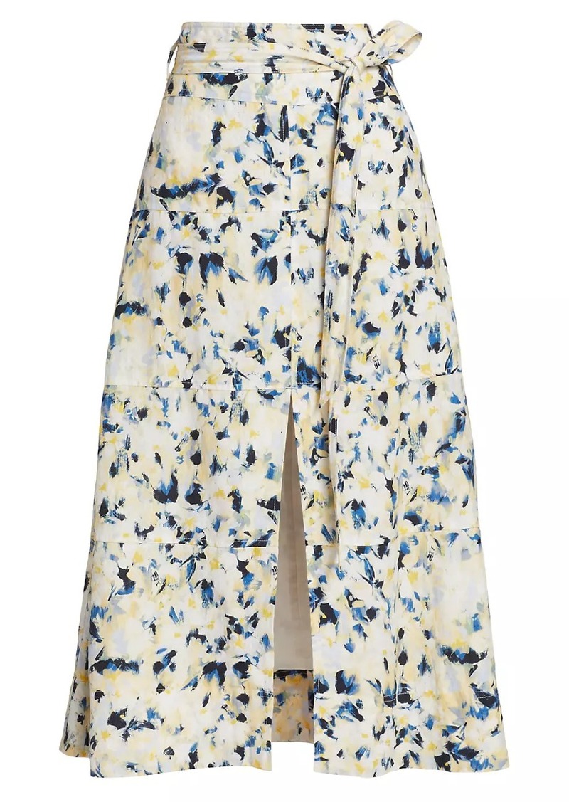 Tanya Taylor Hudson Printed Belted Midi-Skirt