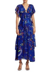 Tanya Taylor Janelle Printed Tiered Stretch-Silk Maxi Dress