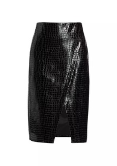 Tanya Taylor Juniper Croc-Effect Faux Patent Leather Pencil Skirt