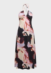 Tanya Taylor Kasia Floral Open-Back Halter Midi Dress