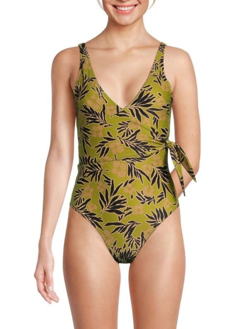 Tanya Taylor Kelly Floral Wrap One Piece Swimsuit