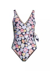 Tanya Taylor Kelly Floral Wrap One-Piece Swimsuit