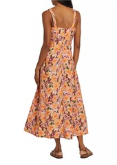 Tanya Taylor Kirsten Floral Linen-Blend Midi-Dress