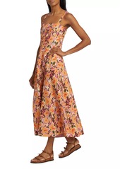 Tanya Taylor Kirsten Floral Linen-Blend Midi-Dress