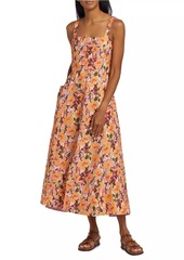 Tanya Taylor Kirsten Floral Linen-Blend Midi-Dress