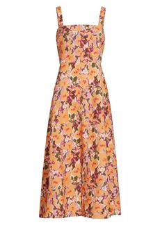 Tanya Taylor Kirsten Floral Linen-Blend Midi-Dress
