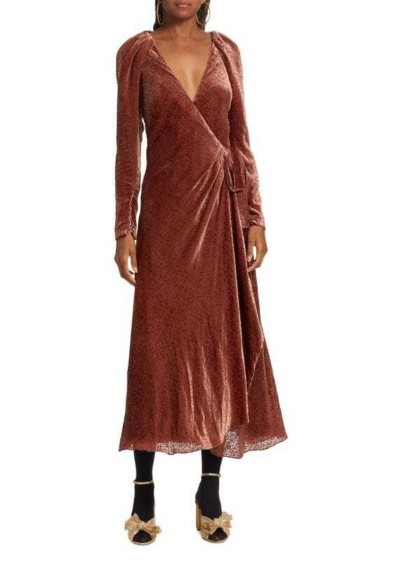 Tanya Taylor Laureen Velvet Wrap Dress