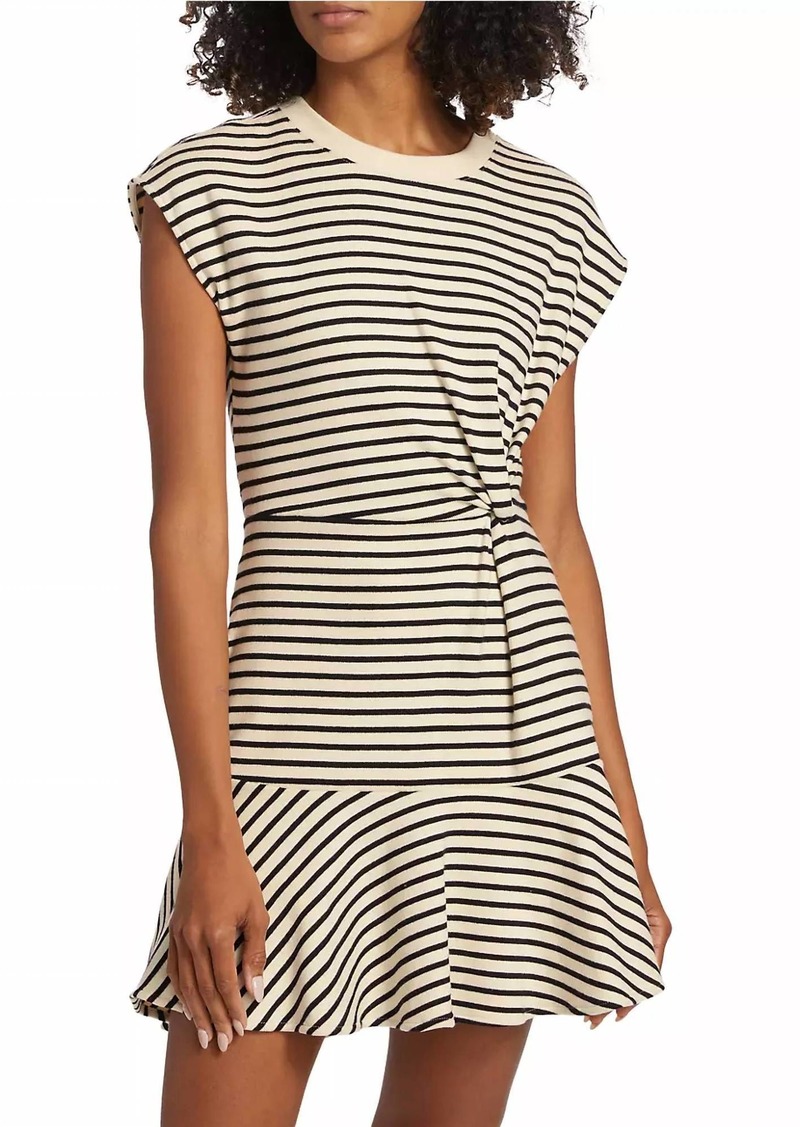 Tanya Taylor Maeve Stripe Stretch Cotton Mini Dress In Cream/black