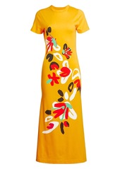 Tanya Taylor Mallorie Floral-Print Short-Sleeve Midi Dress