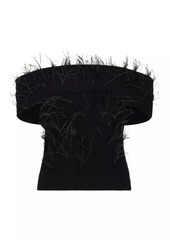 Tanya Taylor Mindy Off-The-Shoulder Feather Top