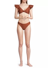 Tanya Taylor Orelia Flutter-Sleeve Bikini Top