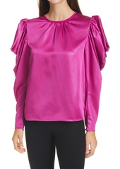 Tanya Taylor Astrid Cold Shoulder Ruffle Sleeve Top in Bougainvillea at Nordstrom