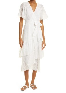 Tanya Taylor Brittany Wrap Midi Dress in Optic White at Nordstrom