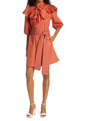 Tanya Taylor Marlee Bow Neck Belted Dress in Copper at Nordstrom