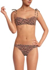 Tanya Taylor Valencia Print Smocked Bikini Top