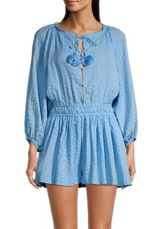 Tanya Taylor Vanna Textured Tassel Romper