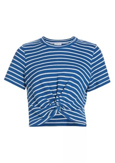Tanya Taylor Zola Striped Twist-Front Top