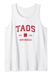 Taos New Mexico NM Vintage Sports Design Red Print Tank Top