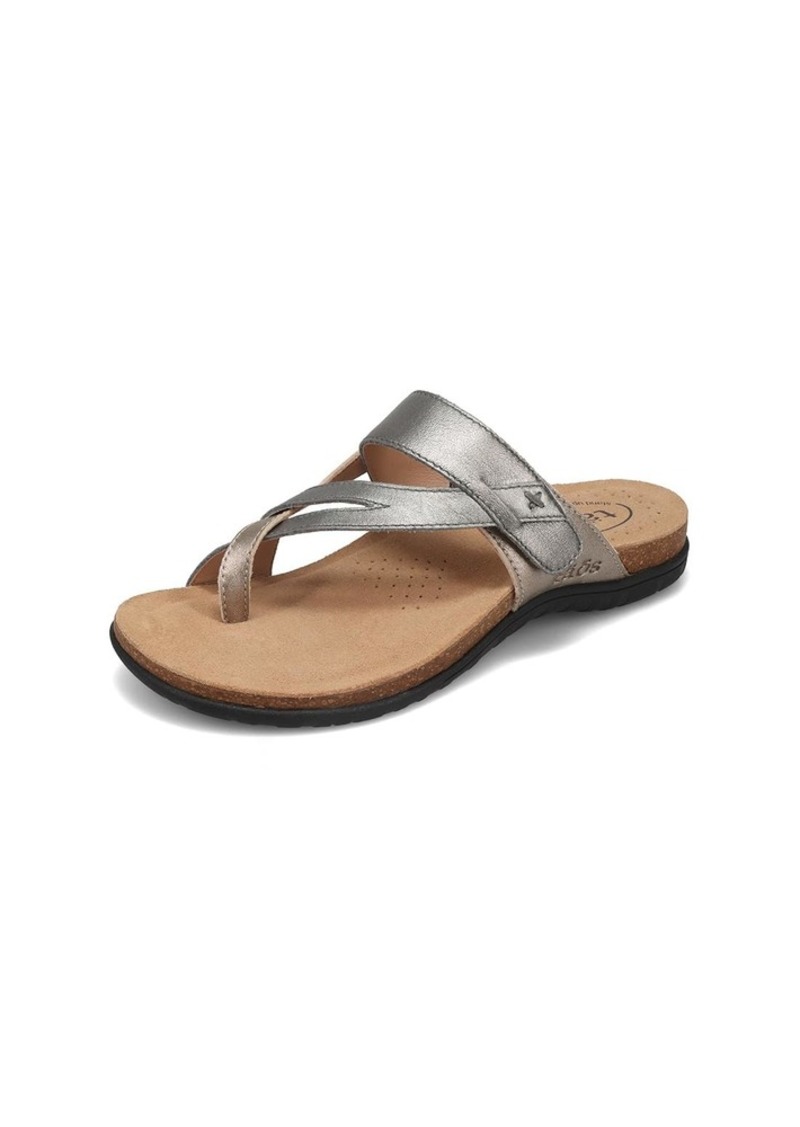 Taos Perfect Premium Leather Women's Cork Sandal - Open Back Toe-Post and Adjustable Strap Design with Arch Support for Exceptional Walking Comfort  (M) US